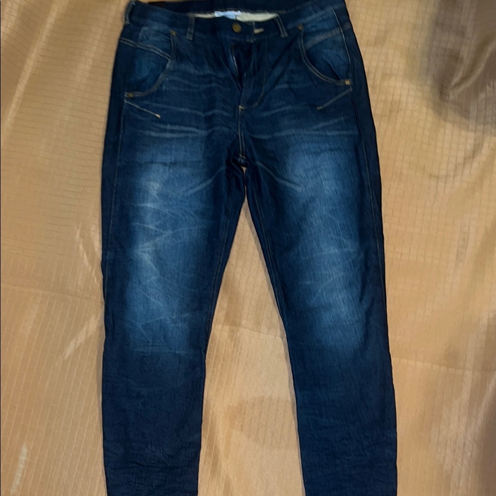 Reebok Blue Straight Leg Jeans with Subtle Distressing